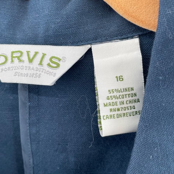 Orvis Womens Jacket Blue Linen Cotton Button Front Size 16 - Picture 5 of 9